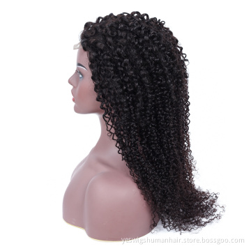 mongolian human hair kinky curly lace front closure wig vendor in china cheap price 4x4 lace closure human hair wigs kinky curly